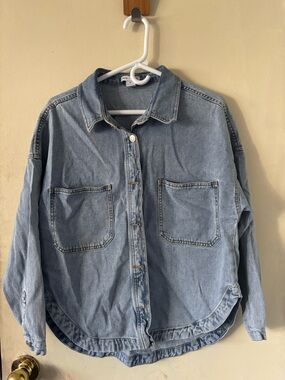 Unlisted Washed Blue Denim Oversized Button-Up Shirt